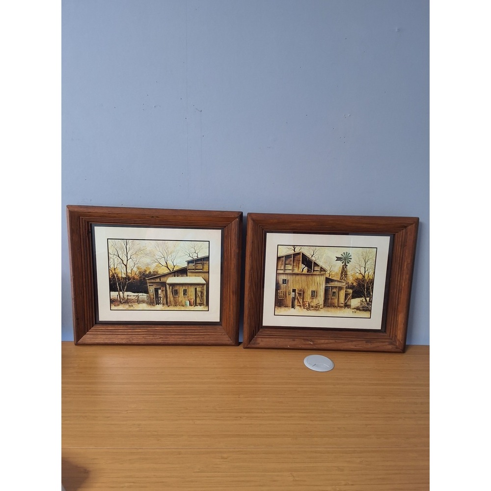 Vintage Pair Of Robert Nidy Old Country Barn Windmill 11x13, Home Interiors